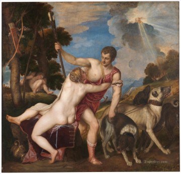 ティツィアーノ Painting - ヴィーナスとアドニス 1553 年のヌード ティツィアーノ ティツィアーノ